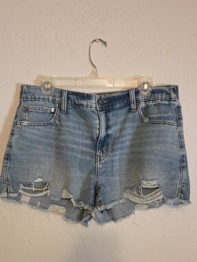 aerie Light Wash Distressed Denim Daydream Shorts